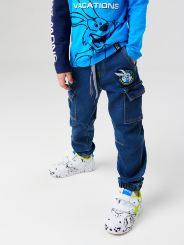 Брюки текстильные джинсовые утепленные флисом для мальчиков