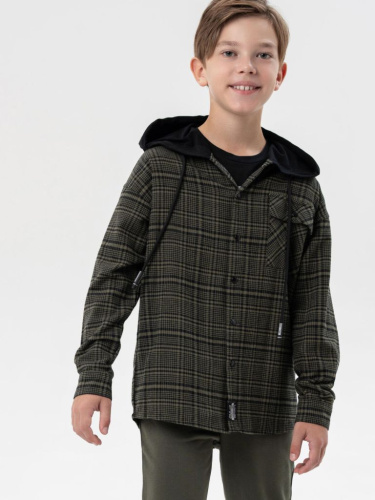 Рубашка текстильная с капюшоном из трикотажа для мальчиков