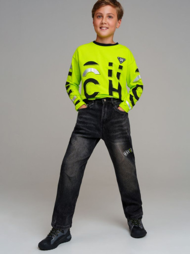 Брюки текстильные джинсовые утепленные флисом для мальчиков