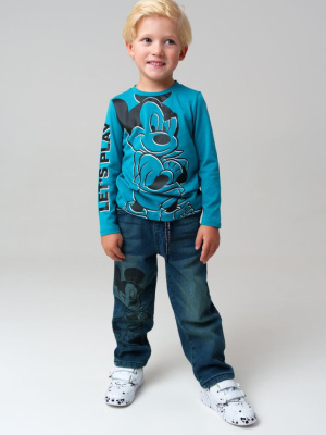 Брюки текстильные джинсовые утепленные флисом для мальчиков