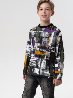 Фуфайка трикотажная для мальчиков (футболка с длинными рукавами)