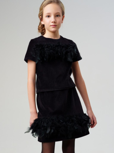 Комплект трикотажный для девочек: джемпер, юбка