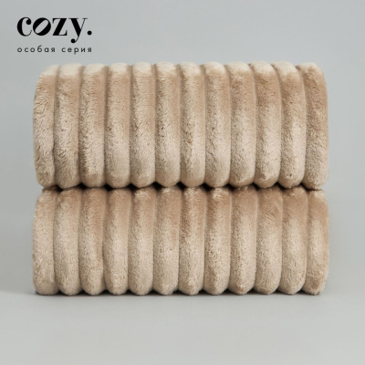 Плед Мягкая полоска/Soft strip, серо-бежевый