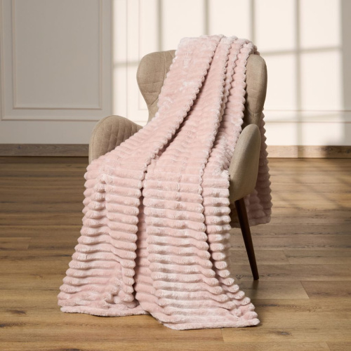 Плед Мягкая полоска/Soft strip, пудра