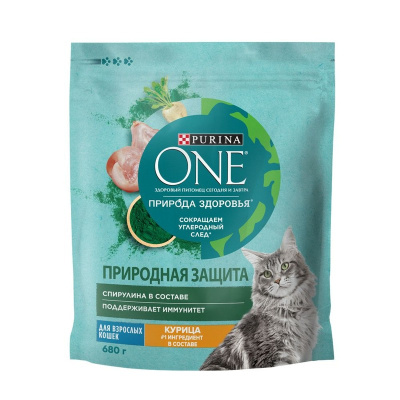 Purina One сухой корм Природа Здоровья для кошек с курицей повседневный супер премиум для взрослых с курицей для всех пород мешок Российский корм 1 уп. х 1 шт. х 0.68 кг