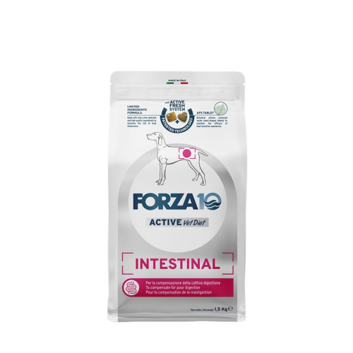 Forza10 Active VetDiet Intestinal Mini/Toy сухой корм для собак всех пород, при проблемах с пищеварением, с рыбой - 1,5 кг ветеринарный супер премиум без курицы для взрослых с рыбой для всех пород мешок Италия 1 уп. х 1 шт. х 1.5 кг