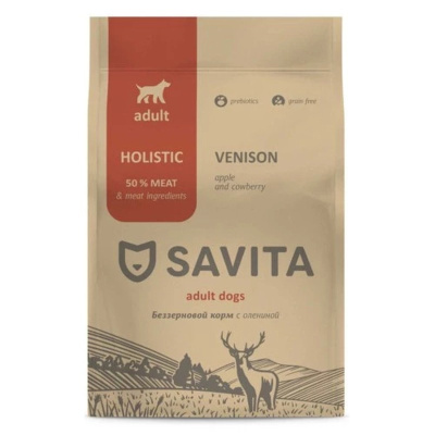 Savita Grain Free Adult сухой корм для собак, беззерновой, с олениной - 18 кг холистик беззерновые для всех возрастов с олениной мешок Российский корм 1 уп. х 1 шт. х 18 кг