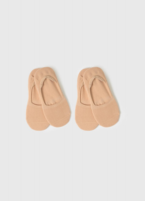 Носки-подследники из хлопка, 2 пары, Бежевый