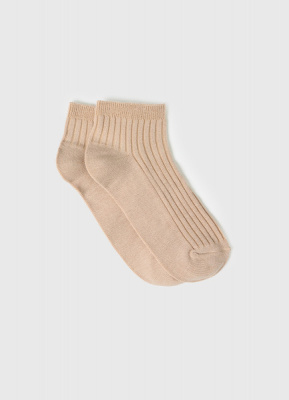 Короткие носки в рубчик, Бежевый