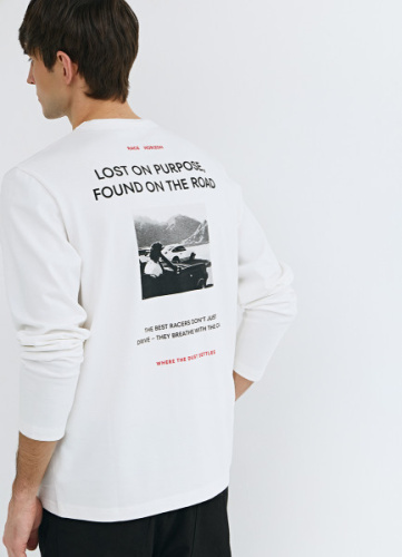 Футболка из плотного джерси с принтом, Белый