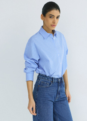 Рубашка в клетку виши, Голубой