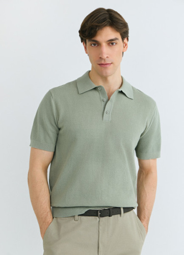 Поло из текстурной ткани, Зеленый