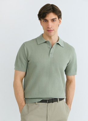 Поло из текстурной ткани, Зеленый