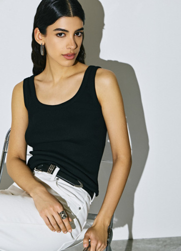 Базовая майка в рубчик, Черный