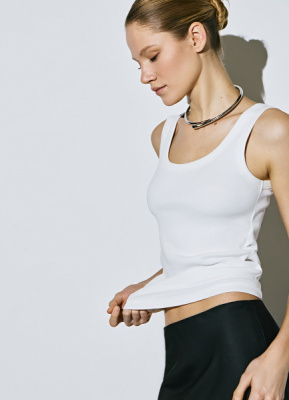 Базовая майка в рубчик, Белый