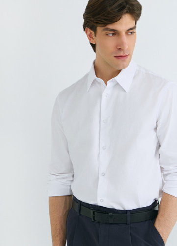 Рубашка из структурной ткани, Белый
