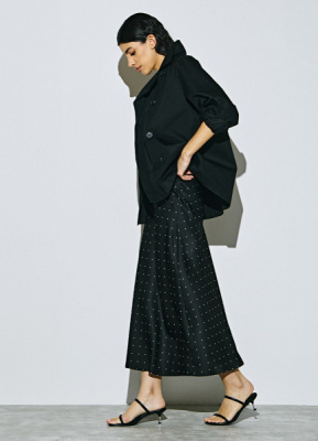 Сатиновая юбка миди А-силуэта, Серый