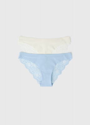 Классические брифы с кружевом сзади, 2 шт., Белый