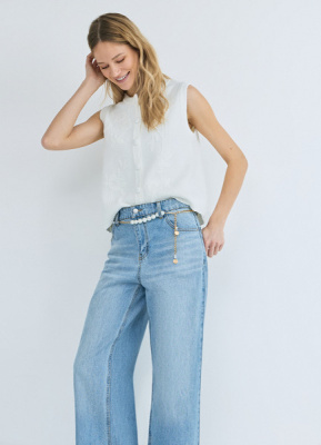 Трикотажный жилет с флоральной вышивкой, Белый