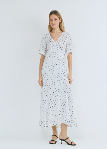 Платье на запах из креповой вискозы, Белый