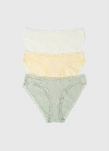 Классические брифы с кружевом, 3 шт., Желтый