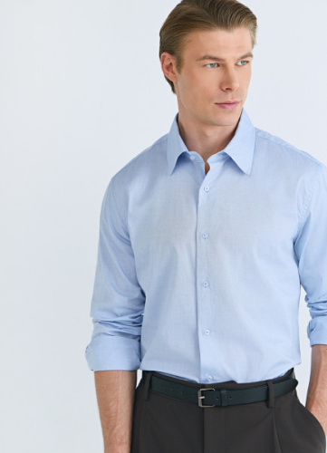 Рубашка из ткани шамбре, Голубой