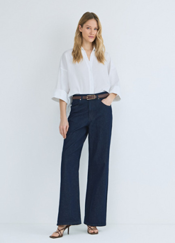 Рубашка в полоску с рукавом 3/4, Белый