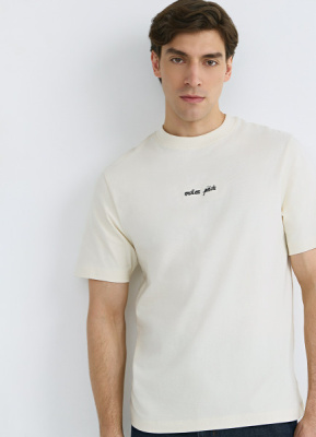 Футболка с принтом и вышивкой, Белый