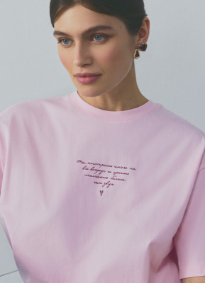 Футболка с принтом, Розовый