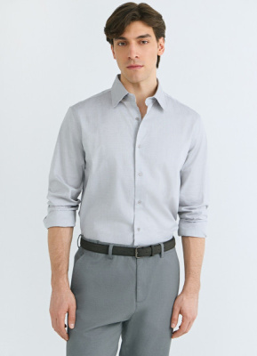 Рубашка из ткани шамбре, Серый