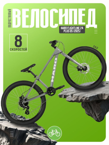 Подростковый велосипед Haro Flightline 24 Plus DS, год 2025, цвет Серый