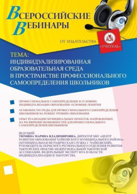 Индивидуализированная образовательная среда в пространстве профессионального самоопределения школьников