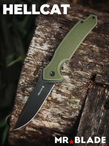 Складной нож Mr.Blade Hellcat blackwash, сталь S35VN, рукоять Olive G10