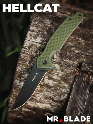 Складной нож Mr.Blade Hellcat blackwash, сталь S35VN, рукоять Olive G10