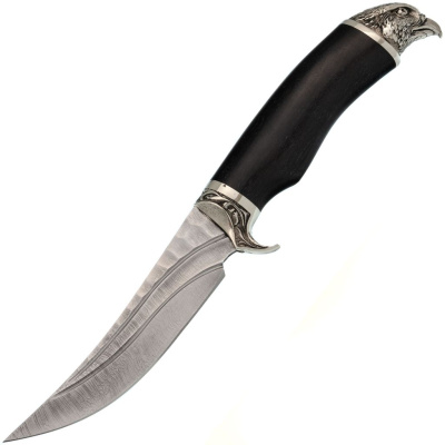 Нож Ворон, сталь дамаск, мельхиор