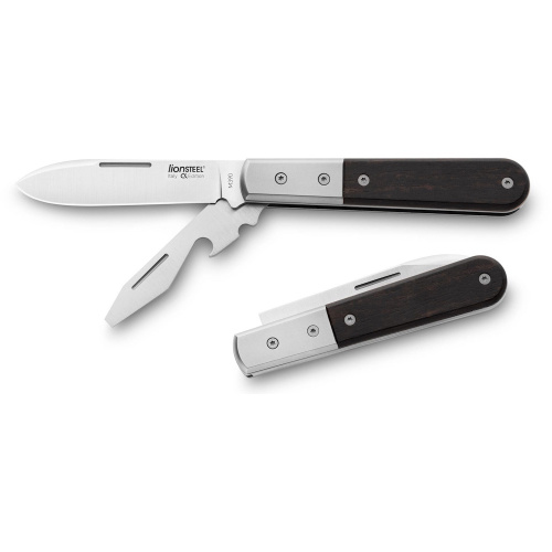 Складной нож + открывалка LionSteel Barlow Roundhead, сталь M390, рукоять титан/эбеновое дерево