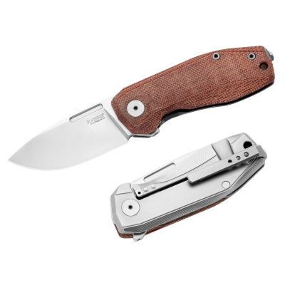 Складной нож LionSteel NANO, сталь MagnaCut, рукоять титан/микарта, коричневый