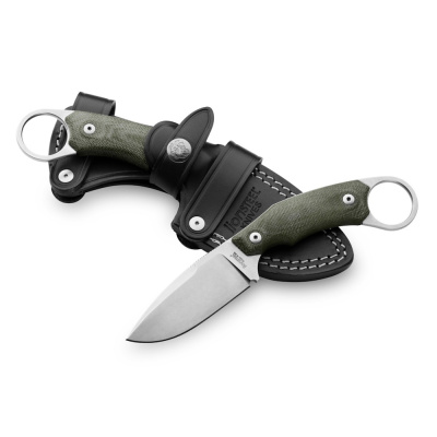 Нож с фиксированным клинком LionSteel H2, сталь M390, рукоять микарта, зеленый