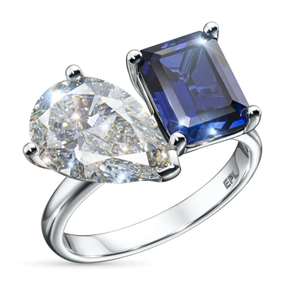 Кольцо из белого золота с сапфиром э4758кц08251302