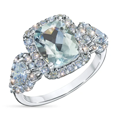 Кольцо из белого золота с и аквамарином э4734кц02260363_white