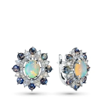 Серьги из белого золота с, опалами и сапфирами э4781сг02260364_white