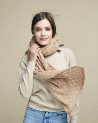 Палантин из шерсти верблюжонка 15007 бежевый