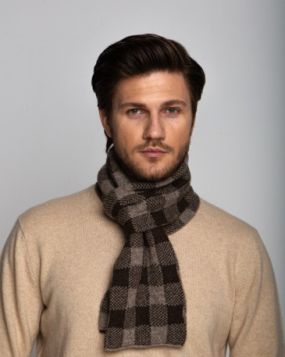Шарф из монгольской шерсти 5M10001 в клетку
