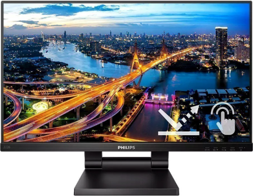 Монитор 21,5" Philips 222B1TC (00/00) 1920х1080 75Гц IPS W-LED 16:9 smoothtouch 4ms VGA HDMI DP 4xUSB3.2 50M:1 178/178 250cd Tilt HAS speakers black
