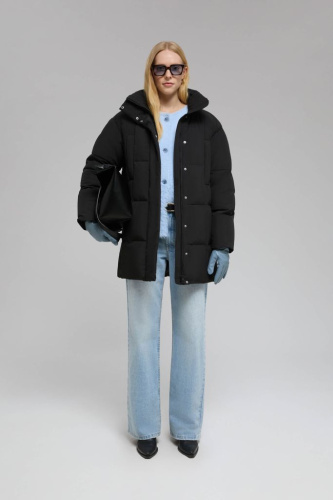 Удлиненный пуховик с натуральным пухом