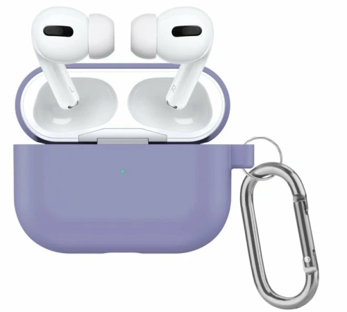 Чехол Protective Case для AirPods Pro 2 силиконовый с карабином (лавандовый)