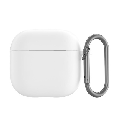 Чехол Protective Case для AirPods 4 силиконовый с карабином (белый)