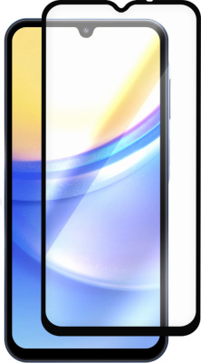 Защитное стекло Krutoff Premium для Samsung Galaxy A15 с чёрной рамкой