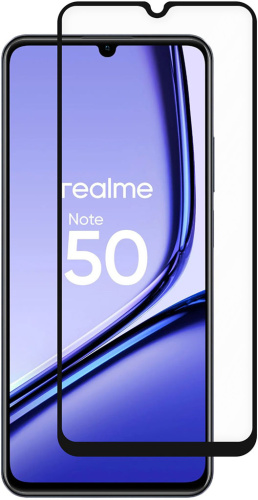 Защитное стекло Krutoff Premium для realme C51 / C53 / Note 50 с чёрной рамкой