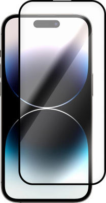 Защитное стекло Krutoff Premium для Apple iPhone 15 Pro с чёрной рамкой